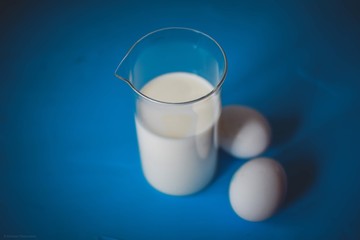 glass of milk on white background