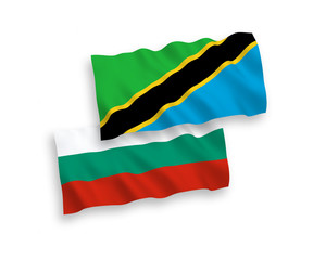Flags of Tanzania and Bulgaria on a white background