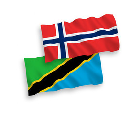 Flags of Norway and Tanzania on a white background