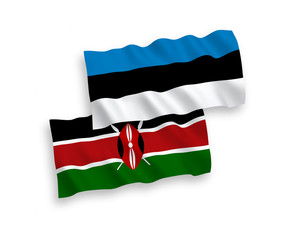 Flags of Kenya and Estonia on a white background