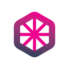 pink color spin hexagon color line logo design