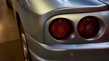Closeup of the tail lights of a classic