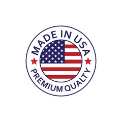 Made in USA badge with USA flag elements.american product emblem, Vector illustration