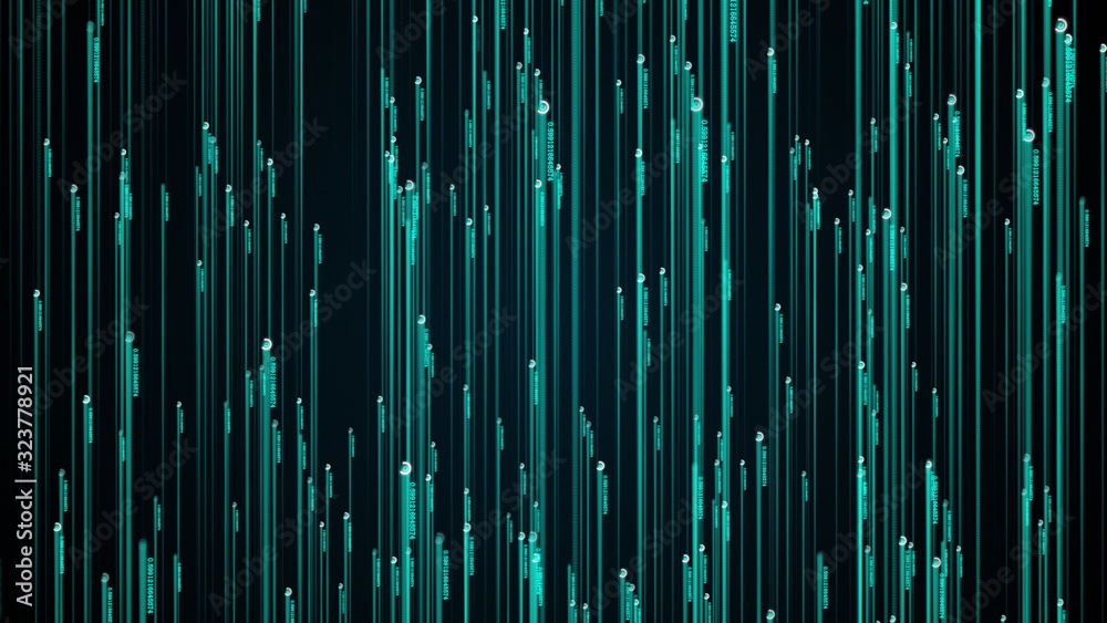 Poster 3d rendering of cyberspace hi tech background. computer generated many of rays with digital symbols.