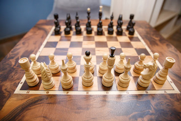 White chess pieces before the game.