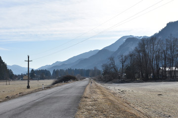 Winter, Jahreszeit, Dellach, Oberkärnten, Kärnten, Drautal, Gras, Feld, Wiese, Tümpel, gefroren,...
