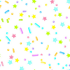 Sprinkle Cupcake Donut Topping. Seamless Pattern 