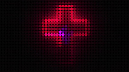 Computer generated bright display of running dottes lights. 3D rendering of led background for disco