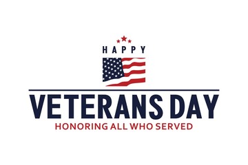 Vector illustration of American veterans day, November 11 with flag