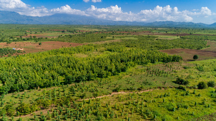 Fototapeta na wymiar Aerial view of endless lush pastures and farmlands of morogoro town, Tanzania