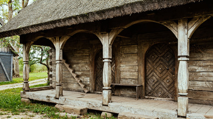 Fototapeta premium Old traditional vintage timber buildings in the village
