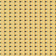 Vector seamless Pattern of golden cubes. Gold color luxury cubic background. Abstract Cube pattern background and decoration.