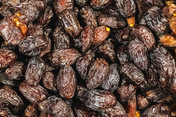 Dried cluster dates, nutritious food rich in vitamins and natural sugars.