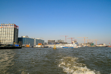 Obraz premium Amsterdam, April, 2007, Construction in Amsterdam Harbour