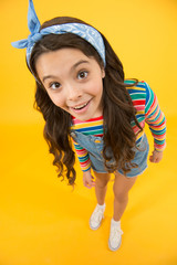 I am here. Cute baby headscarf bow. Adorable little girl with perfect curly long hair. Shampoo hair...