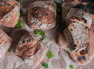 still life with fresh basil tomatoes and fresh red bell peppers