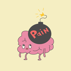 brain and bomb. headache and migraine illustration