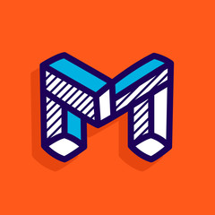 M letter impossible shape flat logo.