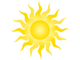 Symbol of the sun on a white background