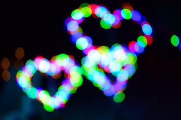 heart lights on black background