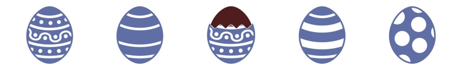 Easter Egg Chocolate Icon Blue Pastel | Painted Eggs Illustration | Happy Easter Hunt Symbol | Holiday Logo | April Spring Sign | Isolated | Variations