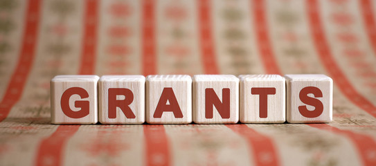 GRANTS text on wooden cubes. Business concept