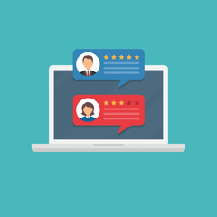 Customer reviews. rating on the laptop screen. View speech bubble ratings.