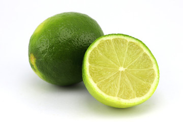 Juicy lime isolated on white background.