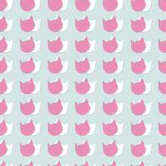 silhouette of cats in a seamless pattern, white and pink cat on a gray background, in a modern style line, Doodle, can be used as a print for gift wrapping, cards, accessories, office, for children