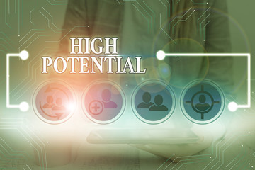 Handwriting text High Potential. Conceptual photo individuals who are the rising stars in your...