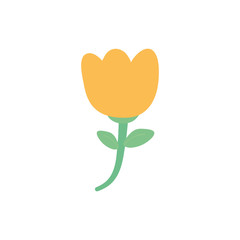 Isolated yellow flower with leaves flat style icon vector design