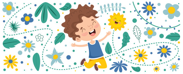 Concept Design With Colorful Flowers