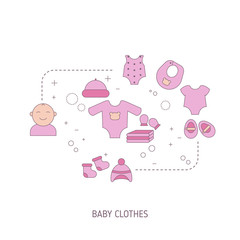 Various items of baby clothes.