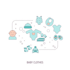 Various items of baby clothes.