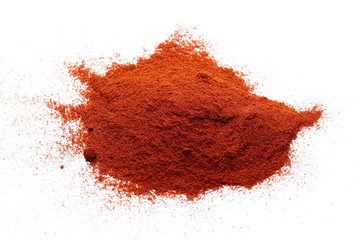 Pile of red paprika powder isolated on white 