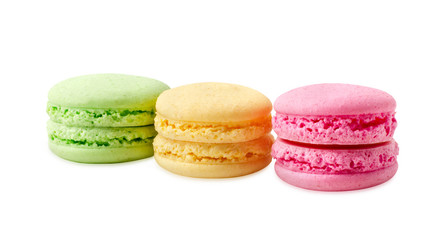 Different types of colourful french macaroons