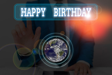 Conceptual hand writing showing Happy Birthday. Concept meaning Said or written to a demonstrating...