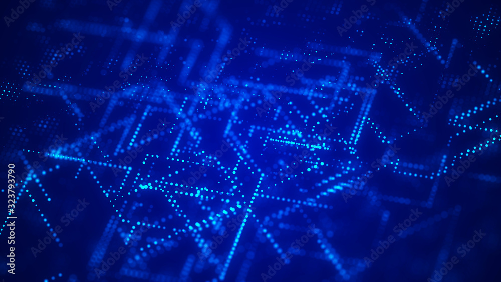 Poster Abstract technology background. Artificial intelligence. Science background. Big data visualization. 3D rendering.