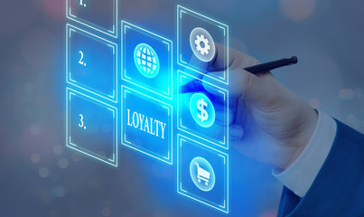 Text sign showing Loyalty. Business photo showcasing faithfulness to commitments or obligations...