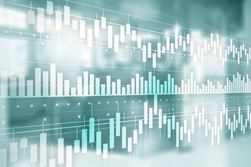 Business concept with Candle stick graph chart of stock market investment trading and blur office background.