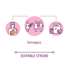 Surrogacy concept icon. Planning family. Infertility help. Surrogate mother. Alternative pregnancy idea thin line illustration. Vector isolated outline RGB color drawing. Editable stroke