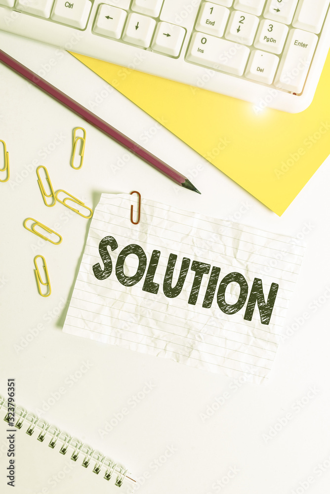 Fototapete word writing text solution. business photo showcasing a means of solving a problem or dealing with a