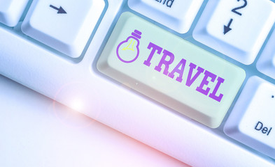 Conceptual hand writing showing Travel. Concept meaning the movement of showing between distant...
