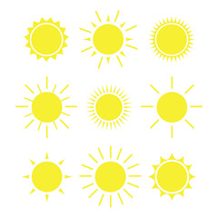 Suns - elements for design set of vector suns, suns collection