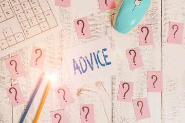 Conceptual hand writing showing Advice. Concept meaning guidance or recommendations offered with...
