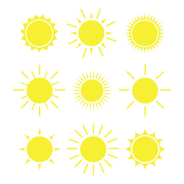 Suns - elements for design set of vector suns, suns collection