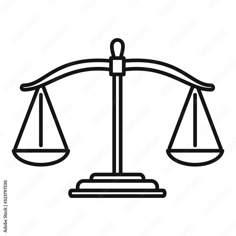 Poster judge balance icon. outline judge balance vector icon for web design isolated on white background