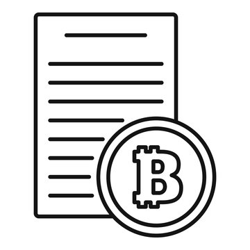 Bitcoin paper icon. Outline bitcoin paper vector icon for web design isolated on white background