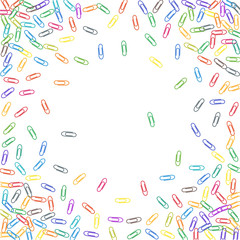 Stationary paperclips isolated on white background