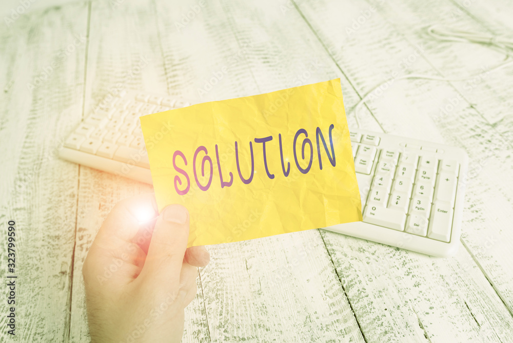 Fototapete text sign showing solution. business photo showcasing a means of solving a problem or dealing with a